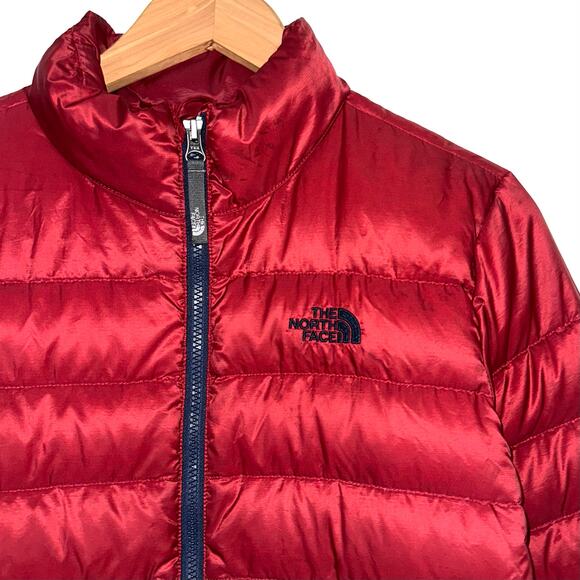 TNF The North Face Boys Red 550 Goose Down Full Zip Puffer Coat Jacket Size XL - Picture 2 of 16